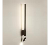 Long Tube Linear Wall Lamp, Ultra-Thin Bedside Reading Lamp, Wall Lamps, Metal Flute Wall Light with Adjustable Spotlight, Lamps(Darkwarm Light,40CM)