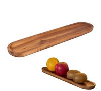 Long Walnut Wooden Tray - Narrow Serving Board, 40×10×22 cm Natural Wood Tray for Appetizers, Sushi & Snacks | Handcrafted Bowl-Style Display for Kitchen & Living Room Use