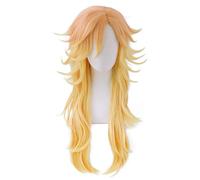 Long Wavy Blonde Ombre Orange Daily Party Cosplay Peluca Para Douma Anime Cosplay Peluca