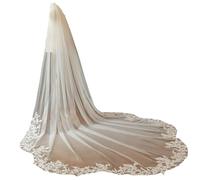 Long Wedding Veil for Bride, Elegant Cathedral Tulle Veil, Floor-Length Bridal Accessory for Ceremony & Photos
