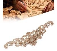 Long Wood Carved Appliques Onlays, Wood Appliques Onlays, 1-Pack Unpainted Decorative Corner Carving Decals Set for Wall Door Cabinet Mirror Closet Wardrobe Dresser Coat Staircase DIY Project