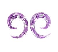 Longbeauty 1 par de pendientes de espiral de vidrio con tapones de expansión, pendientes de caracol de expansión, pendientes de hoz de expansión, joyería para oreja, 3mm-10mm, 10MM