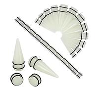Longbeauty 24pcs Big Gauges Kit de estiramiento del oído Kit 00G-20mm Acrílico Tapones Tapones Cuerpo Piercing Set, Acrílico, circonita cúbica