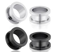 Longbeauty 316L Acero Inoxidable Oreja Túneles Set Flesh Orejas Gauges Double Flared Stretch Tornillo Clásico Expansores de Oreja Mujer Hombre 3 mm-25 mm, 6MM, Acero inoxidable, No es una piedra