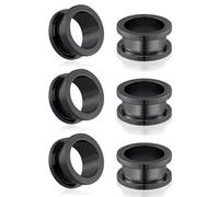 Longbeauty 316L Acero Inoxidable Oreja Túneles Set Flesh Orejas Gauges Double Flared Stretch Tornillo Clásico Expansores de Oreja Mujer Hombre 3 mm-25 mm, 12MM, Acero inoxidable, No es una piedra