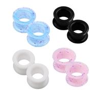 Longbeauty 4 pares de túneles de carne de silicona dura, tapones para oídos, expansores de oreja, joyería de piercing, doble flared 6MM-25MM, 25 mm, Silicona