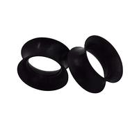 Longbeauty - Tapón de túnel de oreja de silicona extra blando, joyería de perforación, 3 - 25 mm, (negro, 14 mm), juego de 2