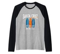 Longboard de Surf California Surfer Santa Cruz, Vintage, Retro Camiseta Manga Raglan