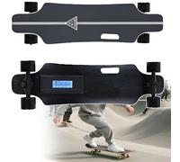 Longboard eléctrico todo terreno con control remoto, velocidad de 25 km/h, batería de 4400 mAh, alcance de 8 km, frenado suave, control de 4 velocidades, capacidad de 200 libras, cubierta de arce