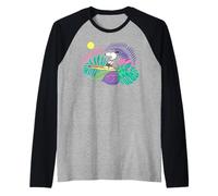 Longboard Retro Peanuts Snoopy Summer Surfing Hawaii Holiday Camiseta Manga Raglan