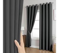 LONGCAO Cortinas Cortas 1 Pieza 230 x 250 cm Cortinas Termicas Aislantes Frio y Calor, Acusticas, Cortina Separador de Ambientes Modernas Blackout para Dormitorio Comedor, Gris Oscuro