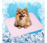 LONGCAO Esterilla Refrescante para Perros y Gatos 40 x 30 cm Auto Refrigerante Plegable, Resistente a La Rotura Alfombrilla de Enfriamiento para Mascotas para Mascotas Medianos, Rosa