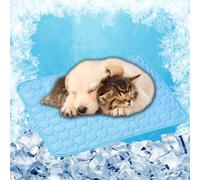 LONGCAO Esterilla Refrescante para Perros y Gatos 62 x 50 cm Auto Refrigerante Plegable, Resistente a La Rotura Alfombra Refrescante para Perro y Gato para Mascotas Medianos, Azul