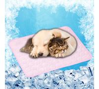 LONGCAO Esterilla Refrescante para Perros y Gatos 62 x 50 cm Auto Refrigerante Plegable, Resistente a La Rotura Alfombra Refrescante para Perro y Gato para Mascotas Medianos, Rosa