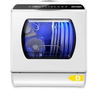 LONGCAO Lavavajillas de sobremesa Mini, 6 programas, depósito de Agua 5L, Doble Entrada de Agua, Control táctil y Pantalla LED, para cocinas, Apartamentos y residencias, White