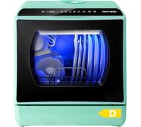 LONGCAO Lavavajillas de sobremesa Mini, 6 programas, para encimera, Tanque de Agua 5L, 2 vías de Suministro de Agua, Control táctil y Pantalla LED, para cocinas, aparta, Green