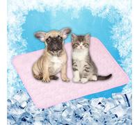 LONGCAO Manta Refrescante Perro Gatos Cama 40 x 30 cm Mantener a Las Mascotas Frescas en Verano No Tóxico Colchoneta para Perros y Gatos Cama para Mascotas Pequeños, Rosa