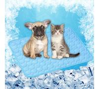 LONGCAO Manta Refrescante Perro Gatos Cama 70 x 55 cm Mantener a Las Mascotas Frescas en Verano No Tóxico Colchoneta para Perros y Gatos Cama para Mascotas Pequeños, Azul