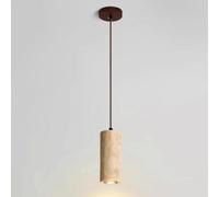 LONGDU Lámpara Colgante de Piedra Natural, lámpara Colgante cilíndrica de Techo de mármol Individual for Cocina, Isla, Comedor, Dormitorio, Pasillo, Bar, Sala de Estar(Size:S)