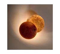 LONGDU Lámpara de Pared LED con diseño de Luna, Aplique de Pared Moderno, Giratorio 360, 3000 K, Color Dorado Antiguo, diseño Creativo de Eclipse, for Dormitorio, mesita de Noche, Estudio, escaleras,