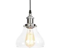 LONGDUOU Lámpara Colgante cromada de Vidrio Transparente, lámpara Colgante de Techo Industrial for Isla de Cocina, lámpara Colgante de Comedor a Nivel o Inclinado con decoración de Estilo rústico.