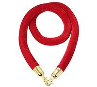 Longer and Thicker Crowd Control Rope Barrier with Plated Hooks,Stanchion Queue Velvet Ropes,Red/Black/Blue(Red,100cm(39.4inch))