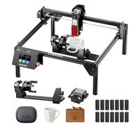 LONGER Grabador láser de 10 W - Máquina de grabado CNC DIY para metal, vidrio y madera, superficie de trabajo 400 × 400 mm, con kit de asistencia de aire y rodillo giratorio