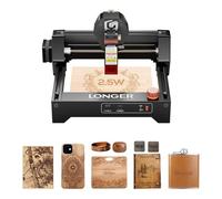 LONGER grabador láser RAY5 Mini de 2,5 W, velocidad de 12.000 mm/min, área de 130×140 mm, ideal para madera, metal, acrílico y cuero. Con WiFi y botón de emergencia para mayor seguridad.