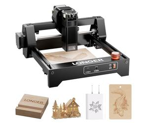 LONGER Ray5 Mini Grabadora Láser 5.5W, Cortadora de Alta Velocidad hasta 12.000 mm/min, Grabado en Madera, Metal, Acrílico, Cuero, DIY CNC, Área 130×130 mm, WiFi, Parada de Emergencia
