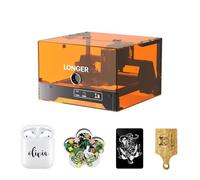 LONGER Ray5 miniS - Grabador láser de 10 W, seguro FDA Clase 1, totalmente cerrado con detección de puerta, 12000 mm/min de alta velocidad, área de 130 x 125 mm, para principiantes, uso doméstico en