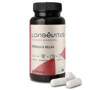 Longévitas Fórmula Relax, Melatonina Ashwagandha y Griffonia, 2 Meses | Estrés, ansiedad y sueño reparador, 5-HTP y L-Teanina para la calma, Acción desde 30 minutos, España, ISO9001 y BRC Food