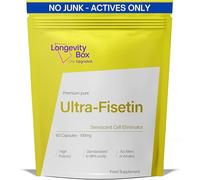 Longevity Box Fisetina 100 mg - Suplemento Antioxidante de Alta Pureza 98%, Probado en Laboratorio - 60 Cápsulas - Apoyo a la Protección Celular y Longevidad - Vegano y Sin Aditivos