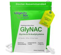 Longevity Box GlyNAC 1000 Mg, Glicina Y NAC, Suplemento Vegano 120 Cápsulas