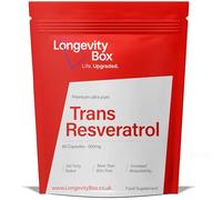 Longevity Box Trans Resveratrol 1000 mg, 60 Capsulas, 99% Puro, Vegano