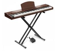 Longeye MOLD2 - Teclado de piano eléctrico de madera de 88 teclas, piano digital semipesado para principiantes y profesionales con soporte de piano, soporte de música, auriculares, color marrón oscuro
