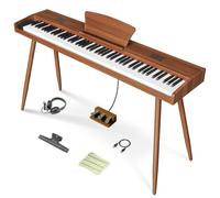 Longeye Piano digital de madera de 88 teclas, piano eléctrico semipesado para principiantes y profesionales con triple pedal, auriculares, soporte de reposo de música, conexión MIDI, estado de ánimo,