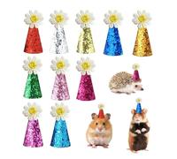 LONGHAO 12 mini sombreros de fiesta para mascotas pequeñas, mini sombreros de fiesta de fieltro, sombreros de cumpleaños pequeños en forma de cono, con correa ajustable, sombrero de cumpleaños para