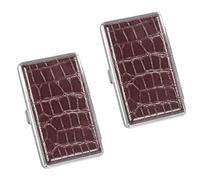 LONGHAO 2 pcs Estuche para cigarrillos,caja de cigarrillos delgada,Cajas de Cigarrillos De Metal,Cuero Caja de Cigarrillos,Pitilleras de Metal de Piel,para Hombres,Mujeres (Marrón)