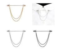 LONGHAO 3 Pcs Camisa Corbata Pins Clip,Alfiler De Cuello De Camisa,Clip De Corbata Con Cadenas Para Camisa,Con Cadena,Accesorios De Traje De Hombre,Juego De Alfileres De Corbata,Para Boda,Fiesta (#2)