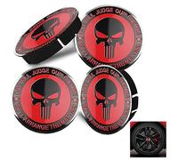 LONGHAO 4 pcs Tapacubos Centrales Llantas,Tapacubos de Centro,Tapas de Rueda de Centro Centrales,Centro Tapacubos para Tapas,Universal Tapas de Rueda de Centro,para 60mm Buje,Calavera Punisher