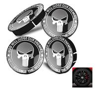 LONGHAO 4 Pcs Tapacubos De Calaveras,Tapacubos Centrales Llantas De Centro,Universal Tapas De Rueda,para 60mm Buje Llanta,Calavera Punisher Cranio Skull,para Cubiertas De Centro