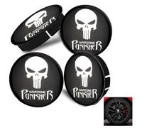 LONGHAO 4 Pcs Tapacubos De Calaveras,Tapacubos Centrales Llantas De Centro,Universal Tapas De Rueda,para 60mm Buje Llanta,Calavera Punisher,para Cubiertas De Centro (Negro 2)