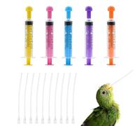 LONGHAO 5 jeringas de 5 ml de colores con 10 mangueras, jeringa de alimentación para pájaros jóvenes con manguera, herramienta de alimentación manual para loros, alimento para piensos, accesorios para