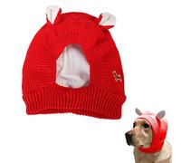 LONGHAO Gorra De Perro Tibia,Sombreros De Punto para Perro,Gorro De Invierno para Perros,Funda De AlgodóN para Mascotas,Freie GrößE,Bonito Gorro De Punto con Orejas para Perros PequeñOs,Perros(Rojo)