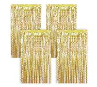 LongHoneySong 4 cortinas de oropel con purpurina, cortina de oropel con purpurina, para cumpleaños, fiestas, color dorado, decoración de cumpleaños, fiestas, bodas doradas, decoración para fiestas (1
