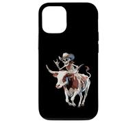 Longhorn Bull Cowboy Ganado Esqueleto Granja Halloween Carcasa para iPhone 12/12 Pro