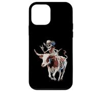 Longhorn Bull Cowboy Ganado Esqueleto Granja Halloween Carcasa para iPhone 12 Mini
