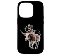Longhorn Bull Cowboy Ganado Esqueleto Granja Halloween Carcasa para iPhone 14 Pro