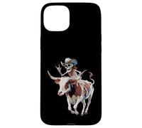 Longhorn Bull Cowboy Ganado Esqueleto Granja Halloween Carcasa para iPhone 15 Plus
