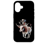 Longhorn Bull Cowboy Ganado Esqueleto Granja Halloween Carcasa para iPhone 16